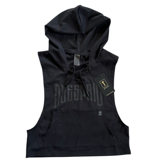 1st Phorm Tops - 1st Phorm NWT Duespaid Lace Up Neck Cut Off Sleeveless Hoodie Women’s Size M